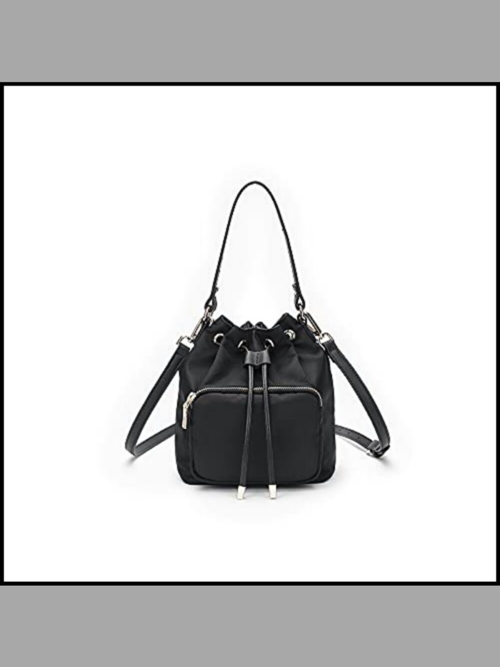 Nylon Drawstring Bucket Crossbody Bag Lightweight Travel Purse